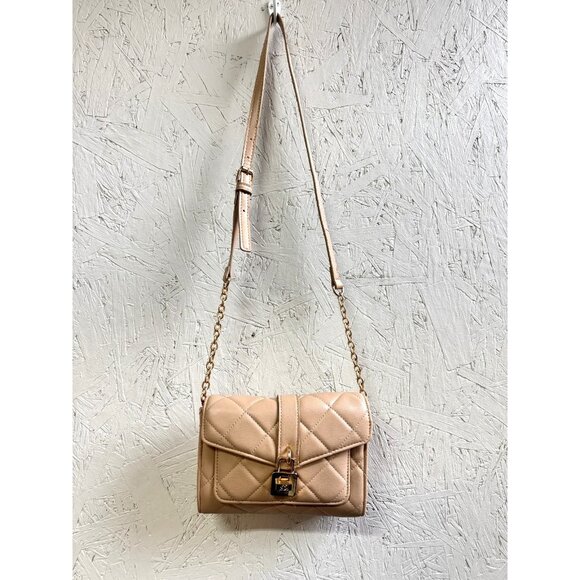 BEBE Kellen quilted faux-leather small crossbody bag - Beige - Picture 1 of 6